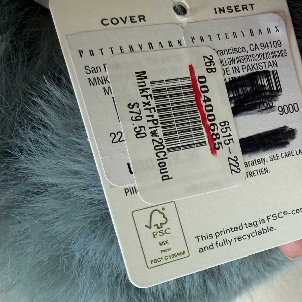 Pottery Barn Faux Fur Mink Pillow Covers 2 NWT